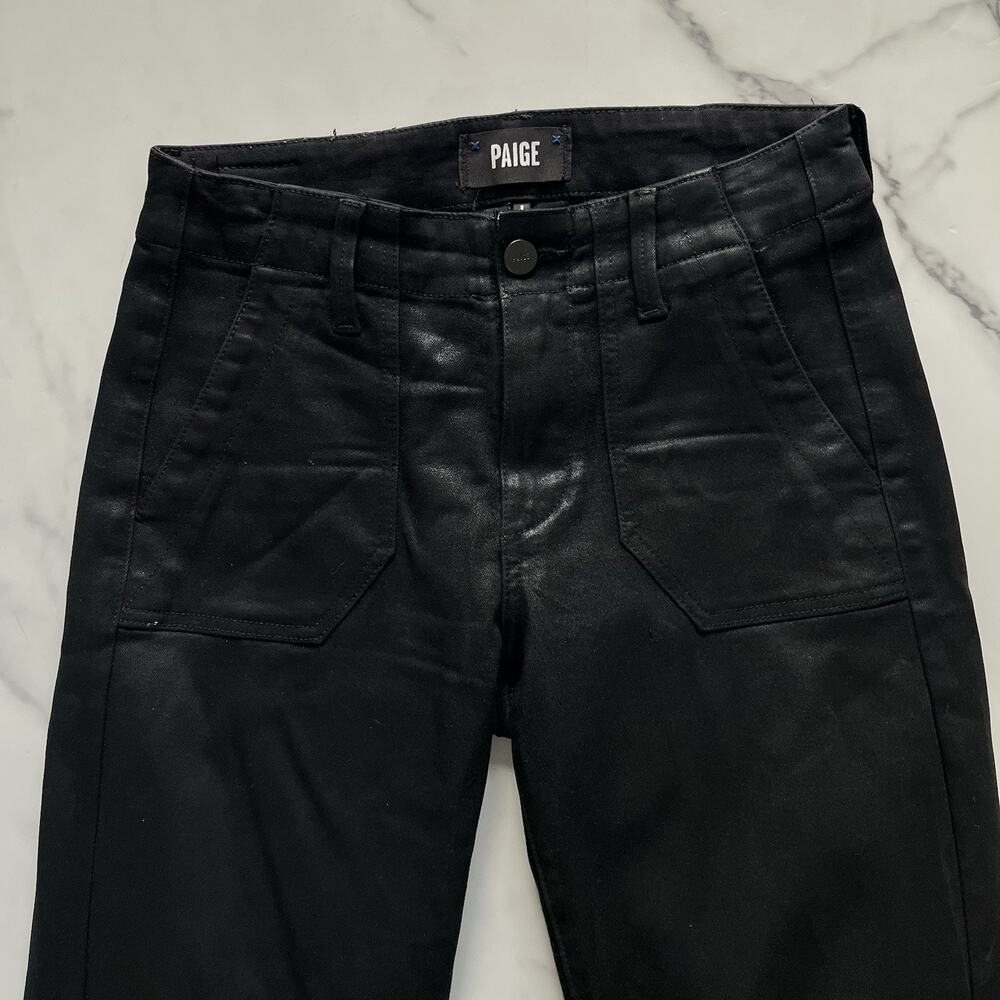 Paige Mayslie Cropped Coated Jogger $259 Black Fog Luxe Size 24 Minimalist - Picture 5 of 12